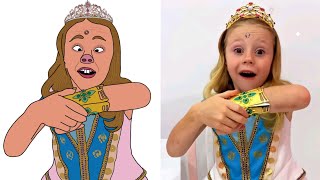 Nastya and dad turned into princesses Drawing meme  Like Nastya [upl. by Westberg]