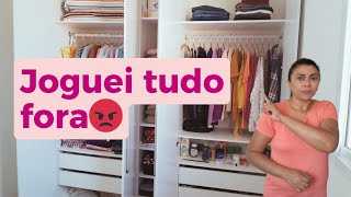 COMO ORGANIZAR GUARDA ROUPA 🧥 FOI MUITA COISA PRO LIXO🗑 [upl. by Noroj]