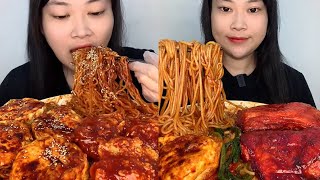 ASMR EP 1185 Mukbang 🔥 Fried food Noodles Delicious Pork eating show Eating Sound [upl. by Amapuna655]