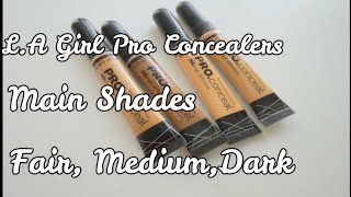 LA Girl PRO Concealers Shades for FAIRMEDIUMDARK SKIN in हिन्दीShade Guide [upl. by Yenroc]