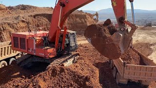 Hitachi Zaxis 670LC Excavator Loading Mercedes amp MAN Trucks [upl. by Lladnar]