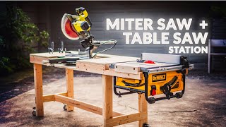 Simple but Highly Functional WORKBENCH with Table Saw and Miter Saw Stations [upl. by Liban]