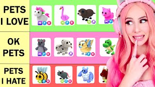 Ranking My LEAST To MOST FAVORITE Pets In Adopt Me Roblox Adopt Me [upl. by Anirehtak]