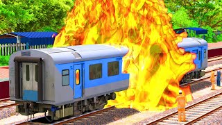 TRAIN CROSSING FIRE ACCIDENT EXPRESS TRAIN  BUMPY RAILROAD Train Simulator  Railwork  NTG GAMING [upl. by Saree]