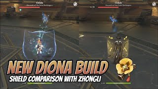 New Diona Build with 2 pcs tenacity of the millelith vs Zhongli shield  Genshin Impact [upl. by Halonna217]