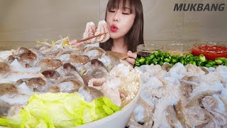 SUB 오동통 쭈꾸미회 쭈꾸미 샤브샤브 칼국수에 김치까지 먹방 Webfoot octopus Sashimi Kimchi Noodles REAL SOUND ASMR MUKBANG [upl. by Kleeman]