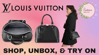 Louis Vuitton  LV  Alma BB Black Epi UNBOXING  The Fashion Try On [upl. by Krys]