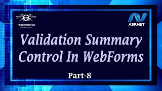 08  Validation Summary Control In ASPNET Web forms  Form Validation  ASPNET HindiUrdu [upl. by Dranoel]