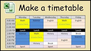 How to make a timetable in Excel [upl. by Eelarol354]