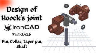 Hoocks joint   pin collar taper pin Shaft  design in ironcad [upl. by Brenton]