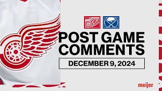 Sebastian Cossa Moriz Seider Dylan Larkin Derek Lalonde Post Game Comments vs BUF  Dec 9 2024 [upl. by Effy488]